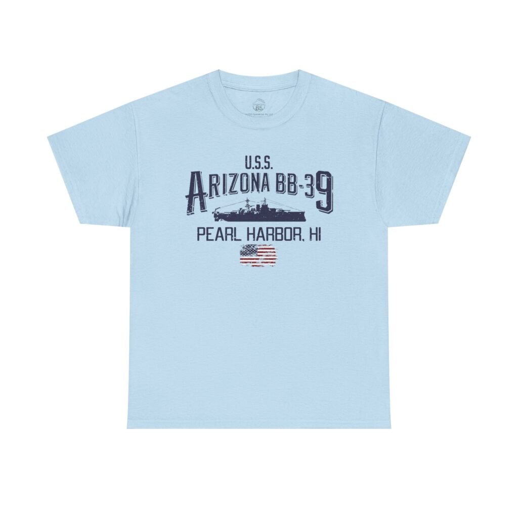 Classic Unisex Patriotic WWII Tribute Shirt: USS Arizona Ship Tee
