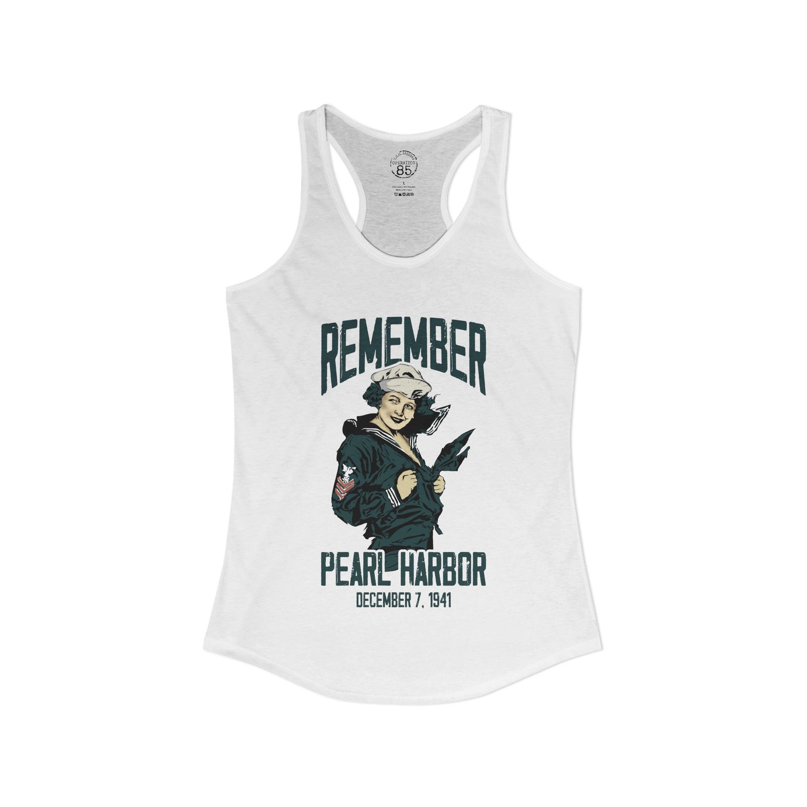Pearl Harbor Remembrance Women's Racerback Tank Top, Memorial Day Apparel, Vintage Style Tank, Graphic Tee, Gift for Her