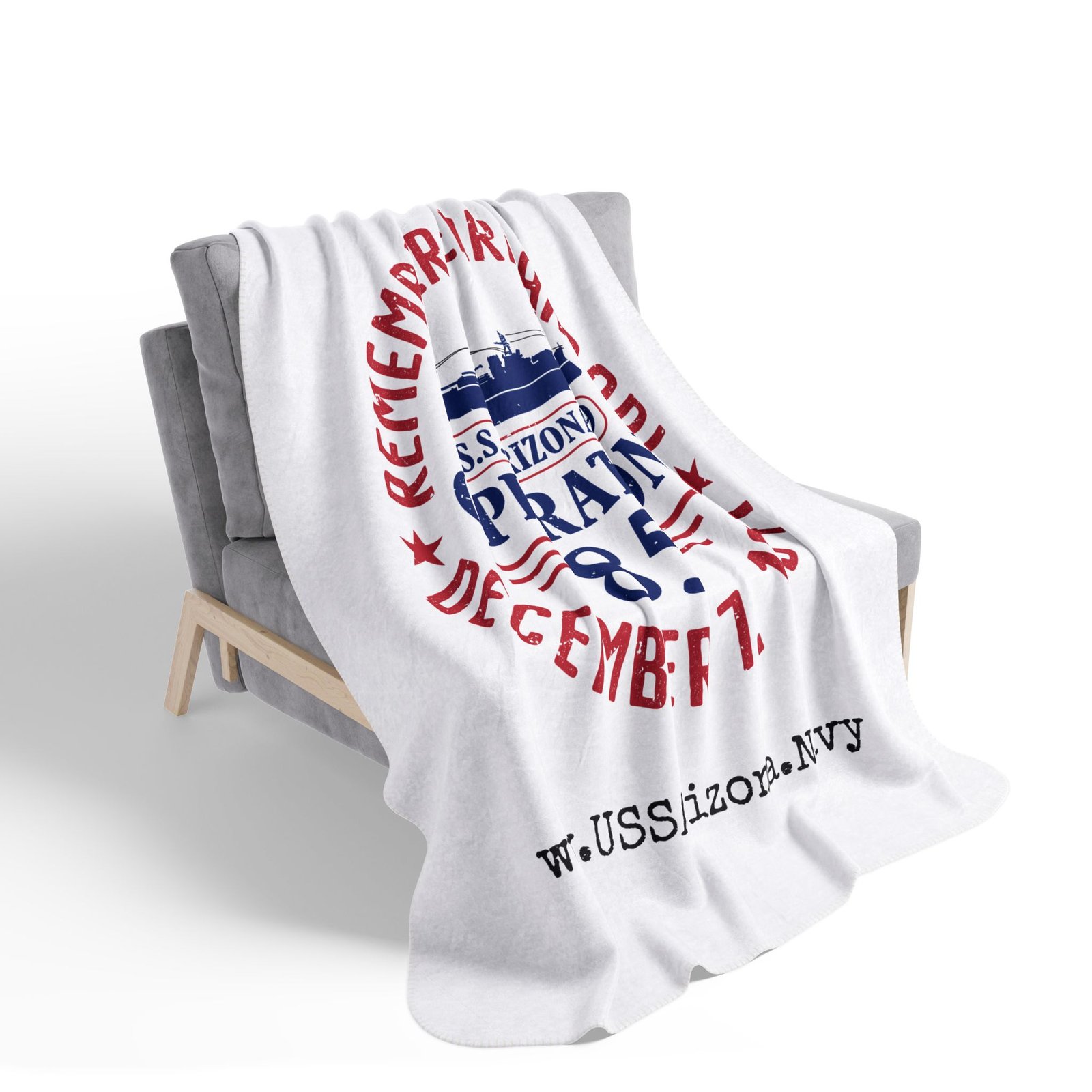 Patriotic Sherpa Blanket: Remember Pearl Harbor Fleece Cover
