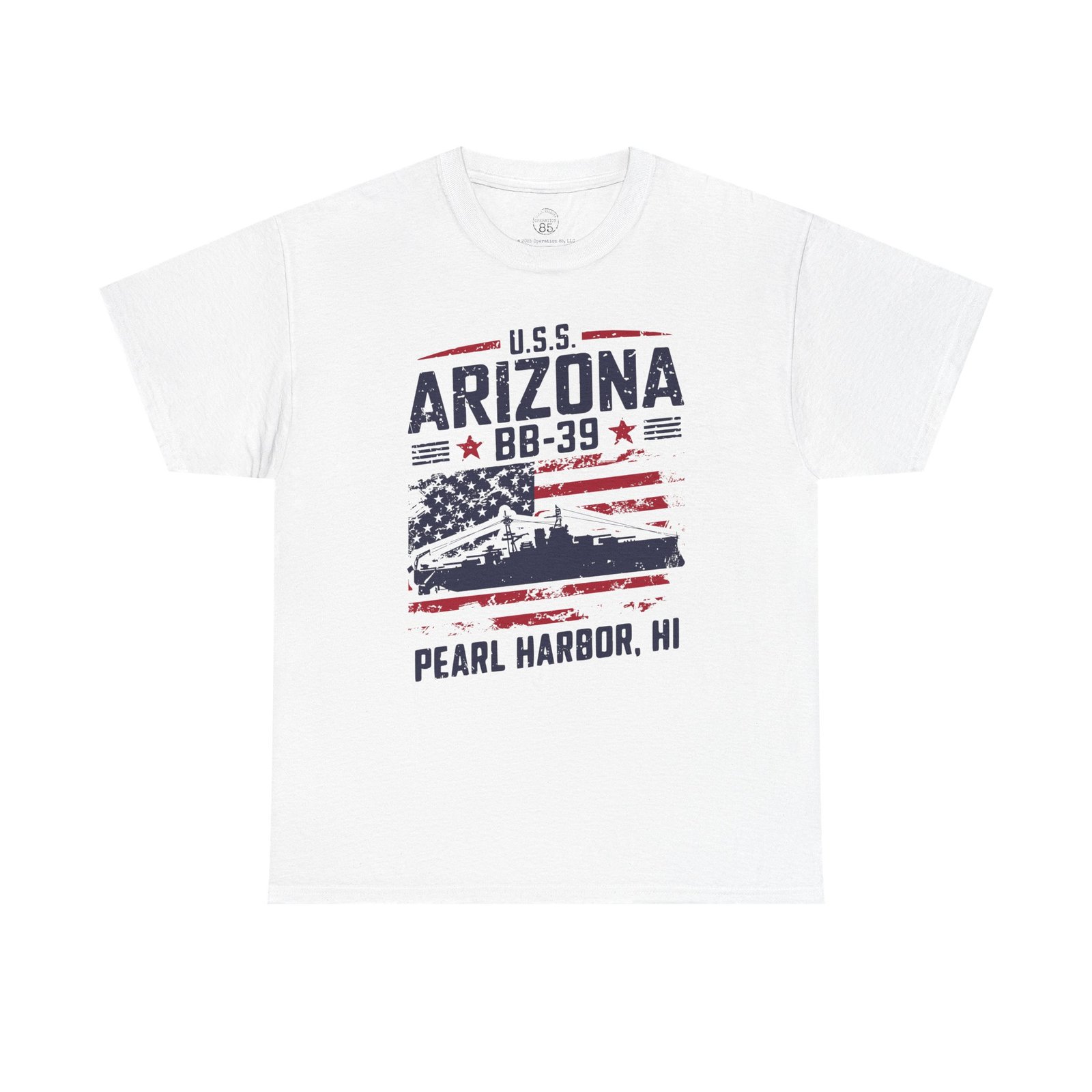 USS Arizona BB-39 Patriotic Flag Tee – Pearl Harbor, HI – WWII Tribute Shirt