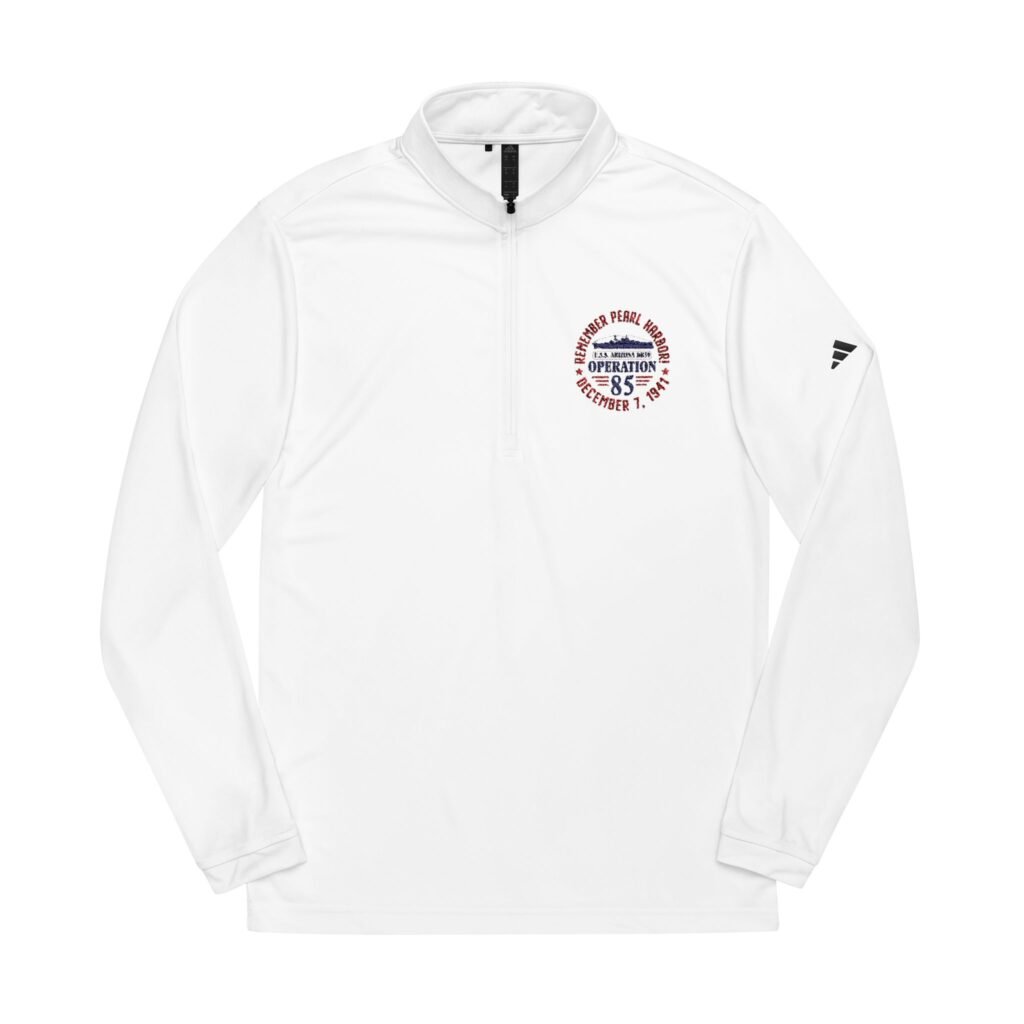 adidas® Quarter-Zip Pullover - Pearl Harbor Remembrance - Activewear for Commemoration