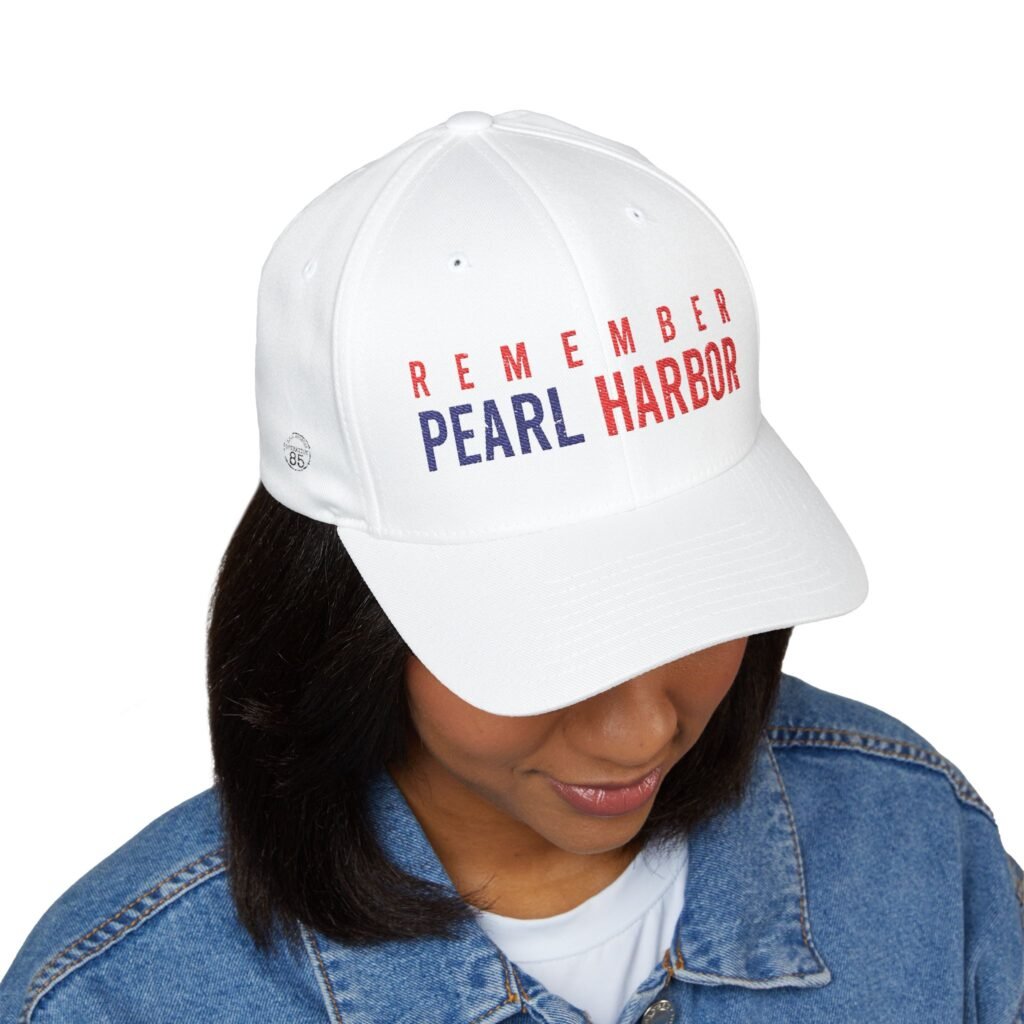 Patriotic Pearl Harbor Hat: Remember Pearl Harbor Cap (White)