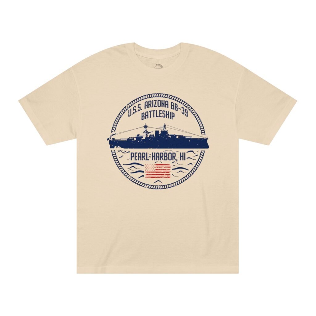 The USS Arizona Memorial Unisex Classic Tee - Circle Patriotic Flag Front Logo