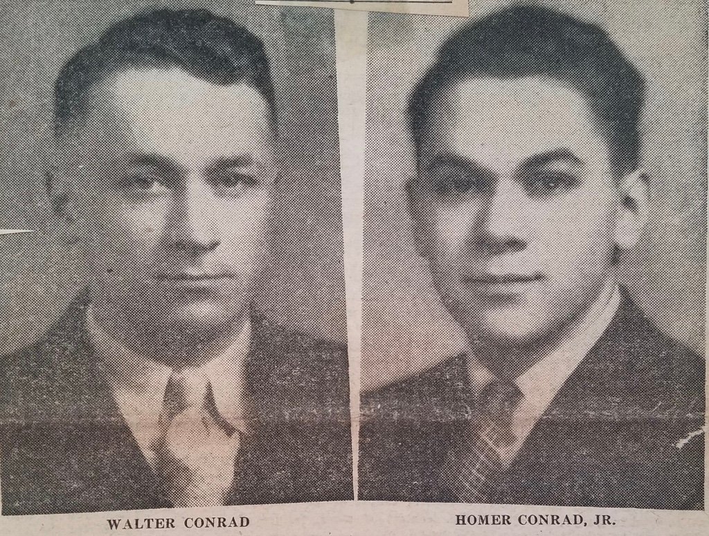 Conrad, Walter Ralph on left. Brother Homer Milton Conrad on right.
