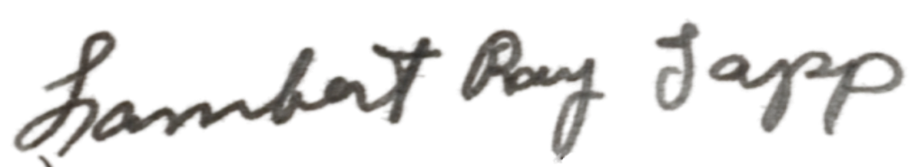 Lambert Ray Tapp signature USS Arizona