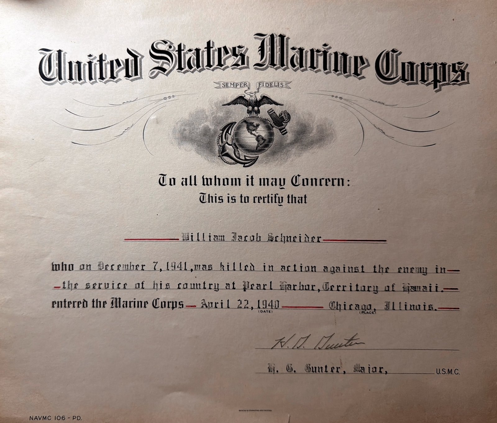 USS Arizona William Schneider