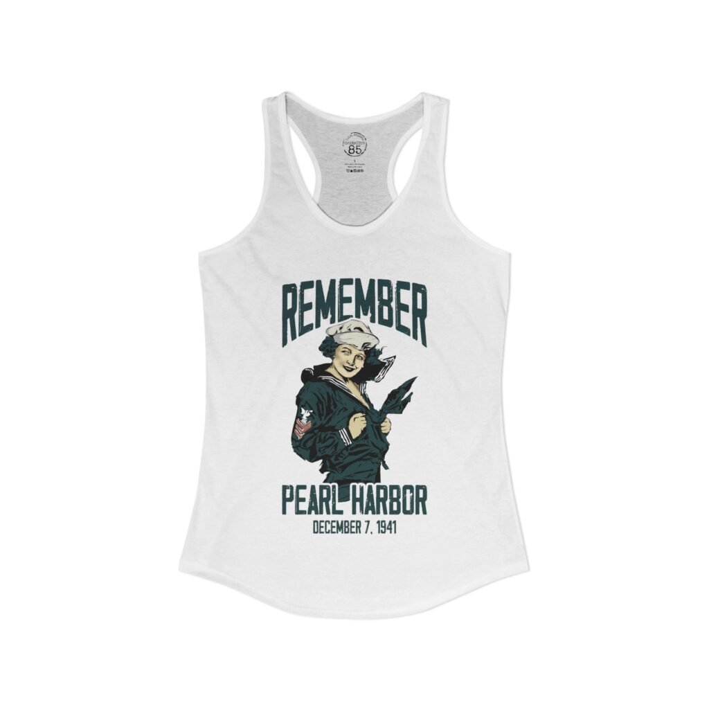Pearl Harbor Remembrance Women's Racerback Tank Top, Memorial Day Apparel, Vintage Style Tank, Graphic Tee, Gift for Her